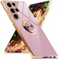 thumbnail image 1 of ORUYROP for Samsung Galaxy S24 Ultra Case with Screen Protector, Built-in 360 Rotation Ring Holder Magnetic Stand, Luxury Shiny Plating Edge Shockproof Electroplated Protective Cover (Purple/G, 1 of 6