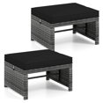 thumbnail image 1 of Costway Patio Ottomans Set of 2 PE Rattan Footstools with Removable Cushions & Metal Frame Black, 1 of 9