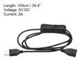 thumbnail image 2 of Unique Bargains USB Extension Cable with ON/Off Switch Extension Power Cords Adapter with LED Indicator Black, 2 of 5