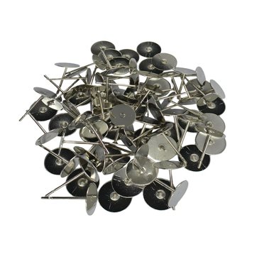 veasfak Wholesale 100pcs 8mm Blank Pad Stud Earring Post Peg Pin Jewelry Making Findings White