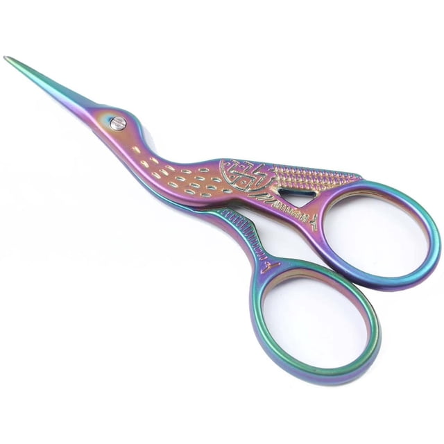 Stainless Steel Sharp Tip Classic Stork Scissors Crane Design Sewing Scissors DIY Tools Dressmaker Shears Scissors for Embroidery, Craft, Needle Work, Art Work & Everyday Use (3.6", Colorful)