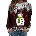thumbnail image 1 of Femmes Pulls- Pull Drop Épaule Col Rond Manches Longues Noël Tricot Sweat-Shirts Floraux Décontractés Tops pour Automne/printemps/hiver Rouge L, 1 of 7