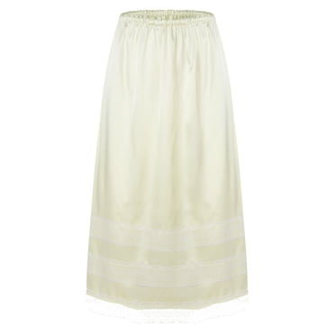 Doomiva Women's Lace Trim Lingerie Long Underskirt Elastic Waist Half Slip Skirt for Under Dresses Ivory 3XL
