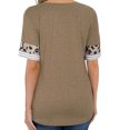 thumbnail image 4 of Women Sunflower Moon Leopard Print Stitching O-Neck Short Sleeve Tops, 4 of 5