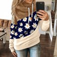 thumbnail image 1 of Women Daisy Printed Long Pullover Hoodies Sleeve Drawstring Hooded Tops Sweats, 1 of 5