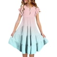 thumbnail image 1 of HNMKIU Robes pour Petite Fille à Manches Longues Robe d'Été Dégradé Décontractée et Confortable pour Filles (6 15 Ans) Rose Pâle,6-7 Ans, 1 of 4
