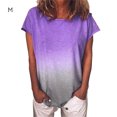 thumbnail image 1 of T-Shirt pour Femme à Manches Courtes, Col Rond, Haut Dégradé, T-Shirt Décontracté, T-Shirt, Violet, M, 1 of 6