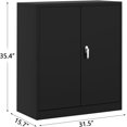 thumbnail image 3 of Royalbelle Armoire de Rangement en Métal de 35 Pouces avec Portes Verrouillables - Armoire de Garage en Acier Robuste avec 2 Tablettes Ajustables, Petit Rangement Verrouillable pour Bureau, Noir, 3 of 7