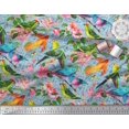thumbnail image 3 of Soimoi Modal Satin Fabric Birds,Leaves & Lily Flower Print Fabric by The Yard 42 Inch Wide, 3 of 3