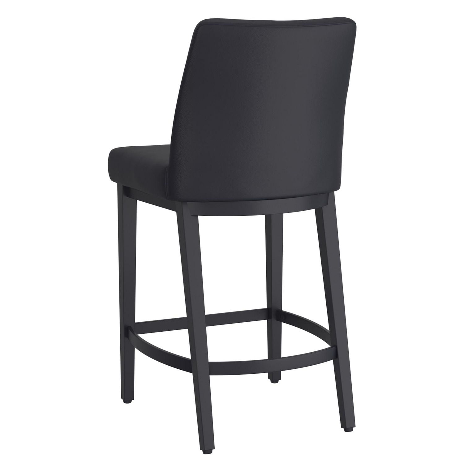 Tabouret de comptoir moderne de 26 po en similicuir et en métal, ensemble de 2 – noir