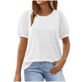 thumbnail image 1 of Timegard Hauts pour Femmes Col Rond Manches Courtes en Maille Bouffante Confortable Été Décontracté Ample Chemise Haut Blouse, 1 of 5