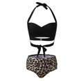 thumbnail image 3 of Aligament Ensemble Bikini de Maillot de Bain pour Femme Bikini Fendu à Contraste de Poitrine Élevé, 3 of 7