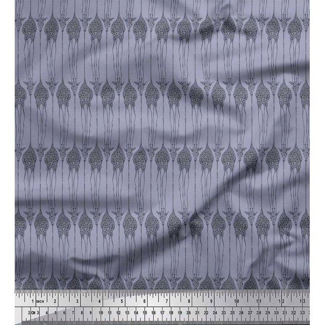 Soimoi Gray Viscose Chiffon Fabric Giraffe Animal Decor Fabric Printed BTY 42 Inch Wide