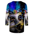 thumbnail image 5 of T-shirts de Croisière Carnival pour Femmes, Masque Pailleté Graphique Vêtements de Mardi Gras Femmes Grande Taille, Mode T-Shirts à Manches 3/4 à Col Rond Imprimés Masque de Carnaval pour Femmes Hauts de Carnaval, 5 of 5