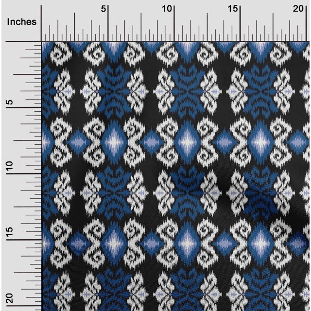 oneOone Cotton Poplin Fabric Diamond & Swirl Ikat Decor Fabric Printed BTY 56 Inch Wide