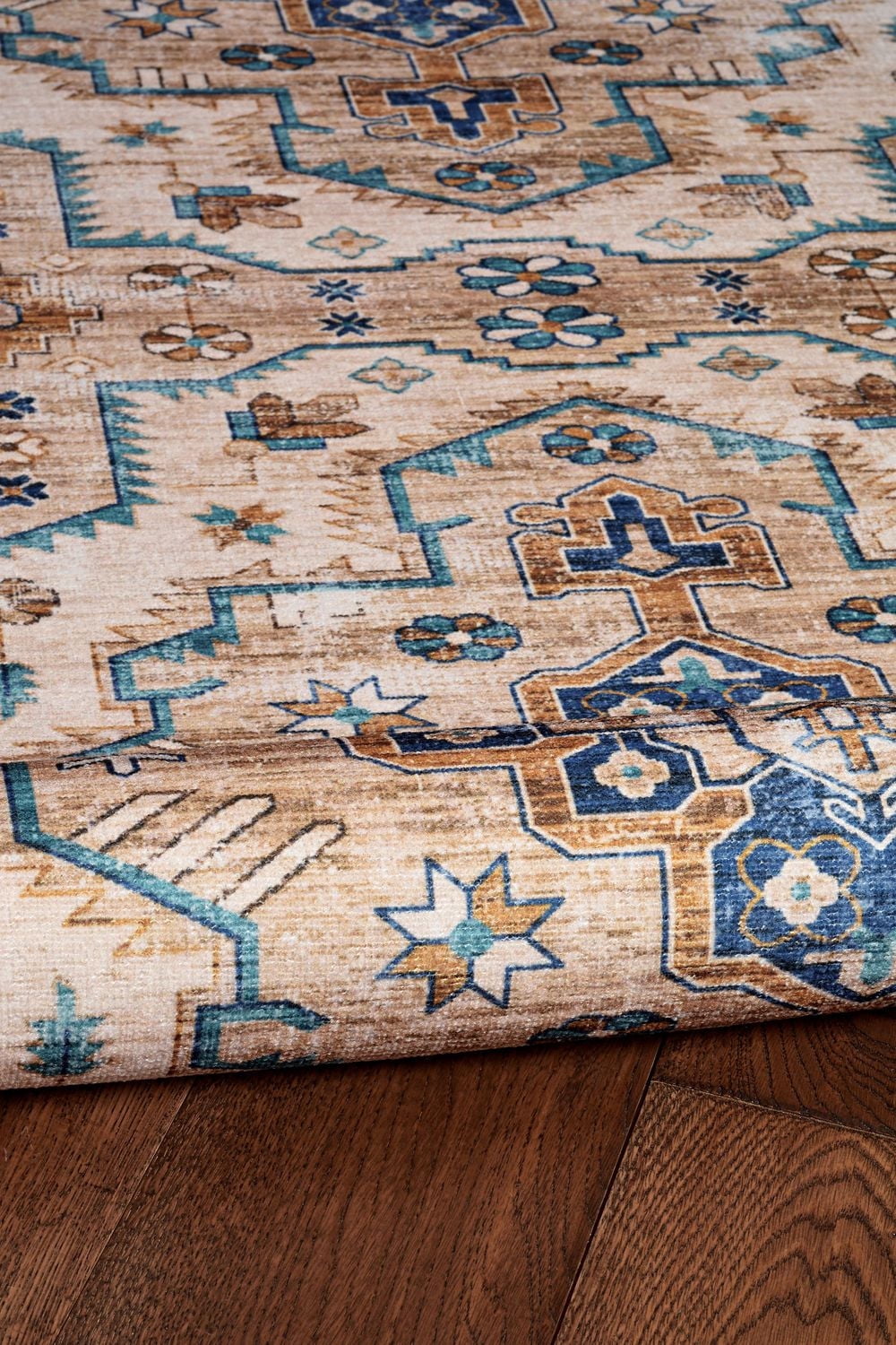 Tapis lavable Julian 5 pi x 7 pi ivoire et or