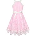 thumbnail image 2 of Girls Dress Pink Butterfly Embroidered Halter Dress Party 10 Years, 2 of 6