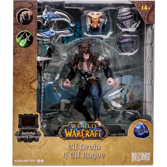 World Of Warcraft 7 Inch Static Figure Rare Wave 1 - Elf Druid & Rogue