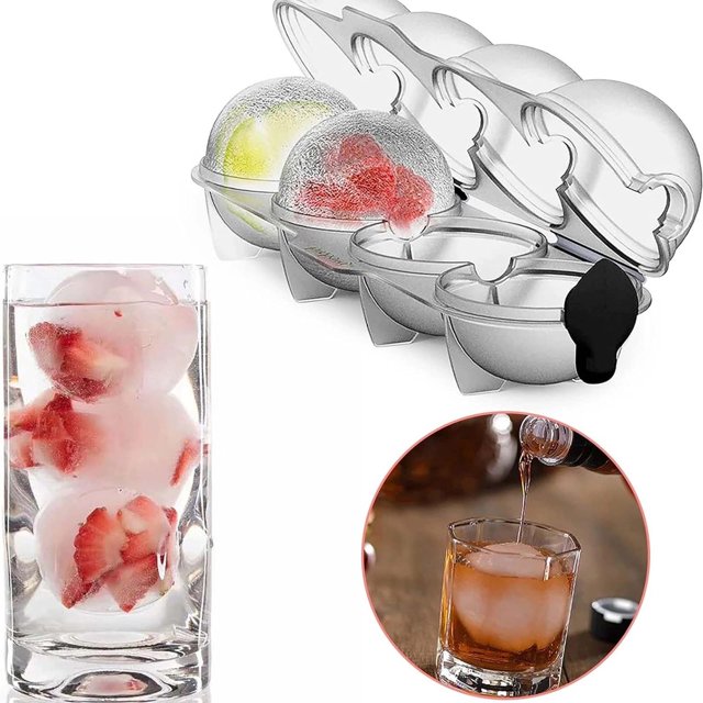 Oleegame 1PC Baby Popsicle Molds 4 Cavity Ice Cube Maker Ice Grid Sphere Mould Kitchen Tool Silicone Ice Tools Round Homemade Ice Machine White