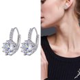 thumbnail image 4 of serony Women Rhinestone Circle Ear Buckle All Match Party Business Office Ladies Crystal Round Earrings,Silver, 4 of 7