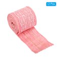 thumbnail image 3 of Unique Bargains 2.4' Wide 2.2 Yards Burlap Ribbon White Lace Roll Wrapping Fabric Crafts Roll Pink 2 Pack, 3 of 6