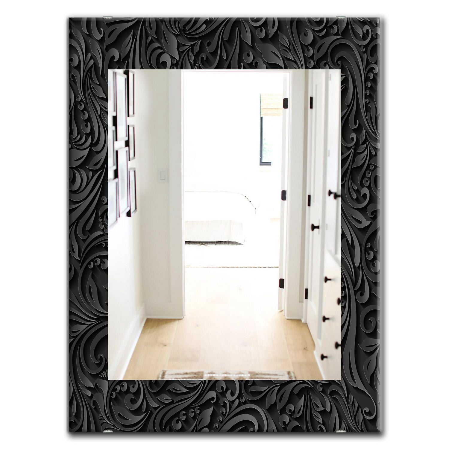 Designart 'Obsidian Impressions 10' Modern Mirror - Wall Mirror - 24x36