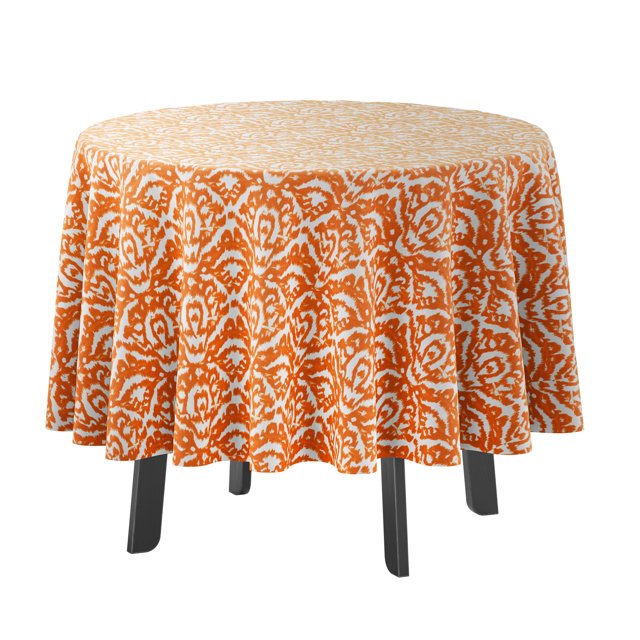 Vargottam Indoor/OutdoorRoundTablecloth 58 InchRoundTablecloth Waterproof PatioTableCloths,Spring/SummerTableCovers For Backyard CircularTable/Bbqs/Picnic -Orange