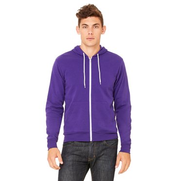 Bella-Canvas C3739 Unisex Poly-Cotton Fleece Full-zip Hoodie- Team Purple- XS
