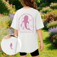 thumbnail image 2 of T-Shirt Décontracté à Manches Courtes pour Filles, Col Rond, Haut Imprimé, Tissu Extensible Confortable pour le Quotidien, l'École et les Activités Extérieures, Âges 3-13, 2 of 6