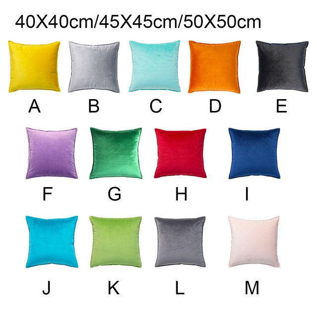 Seat Cushion Cover Solid Color Velvet Replacement Soft Decorative Reusable Zipper Sofa Pillow Case Accessories Blue 45x45cm