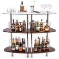 thumbnail image 1 of Mango Steam Contemporary Modern Home Entertainment Liquor Bar Catalina Table (Medium, Clear and Brown), 1 of 2