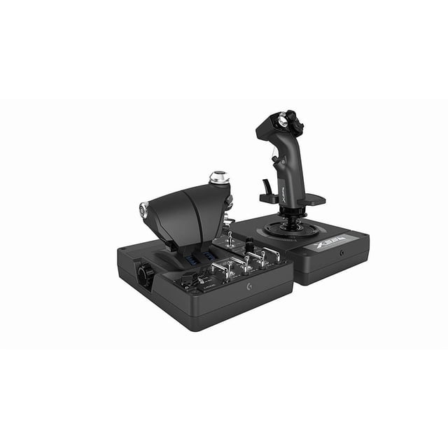 Logitech G X56 H.O.T.A.S. RGB Manette de simulation à Accélérateur et Bâton en Noir et Gris, avec un joystick avec Plusieurs Boutons Programmables et une base d'Accélérateur avec Interrupteurs à Bascule et Boutons de Réglage, Idéale pour les Contrôleurs de Jeu PC et la Précision de simulation de Vol.