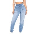 thumbnail image 2 of Jeans Décontractés pour Femmes Taille Haute Couleur Unie à Cordon Pantalon Pleine Longueur Pantalon en Denim pour Dames à Bas Resserré Pantalons, 2 of 7