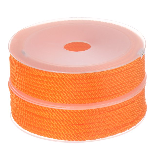 Unique Bargains 2 Pack Twisted Nylon Twine Thread Beading Cord 3mm 7M/23 Feet Extra Strong Braided Nylon String, Orange