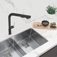thumbnail image 1 of Stylish 13" Ht Single Handle Matte Black & Silver Pull Down Kitchen Faucet K-146NS, 1 of 14