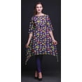 thumbnail image 4 of Bimba Kurti Asymétrique Imprimé Feuilles Tropicales Violettes et Oiseaux pour Femmes Robe d'Été Indienne Tunique XSmall, 4 of 6