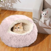 Leutsin Cat Bed ,Cozy Cocoon Dog Bed,Round Plush Fluffy Hooded Cat Bed Cave, Cozy for Indoor Cats or Small Dog beds, Soothing Pet Beds Doughnut Calm Anti-nxiety Dog Bed , Winter Pet Plush Bed