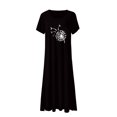 thumbnail image 3 of Pompotops Womens Beach Pullover Boho Sundress Short Sleeve Loose Long Dress, 3 of 5