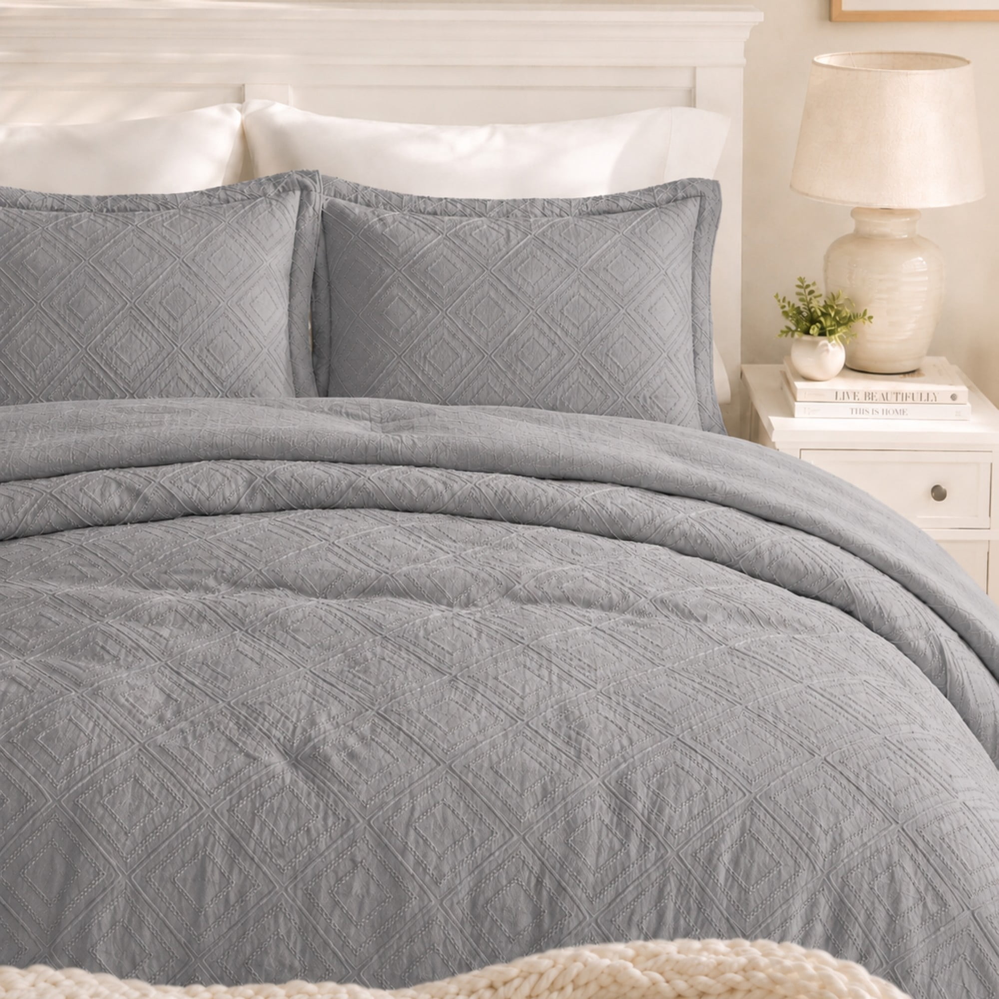 Swift Home Waffle Square Prewashed Duvet Cover Set