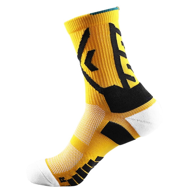 Yellow Socks Basketball Socks Cushioned Athletic Sports Crew Socks for Men & Women