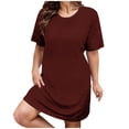 thumbnail image 1 of Ixbnca Robe pour Femme Grande Taille Col Rond Manches Courtes Robes T-Shirt Décontractées Amples Été Robe Courte, 1 of 5