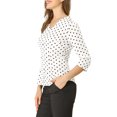thumbnail image 4 of INSPIRE CHIC Blouse de Rentrée pour Femme Col en V Manches 3/4 Pois Imprimé Cœur Haut à Boutons devant Blanc P, 4 of 7