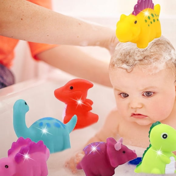 6 Pcs Jouets de Bain Dinosaure 2 Modes Lumineux Lumière Clignotante Changeant de Couleur dans l'Eau Bébé Nourrissons Enfants Tout-Petit Enfant Préscolaire Baignoire Salle de Bain