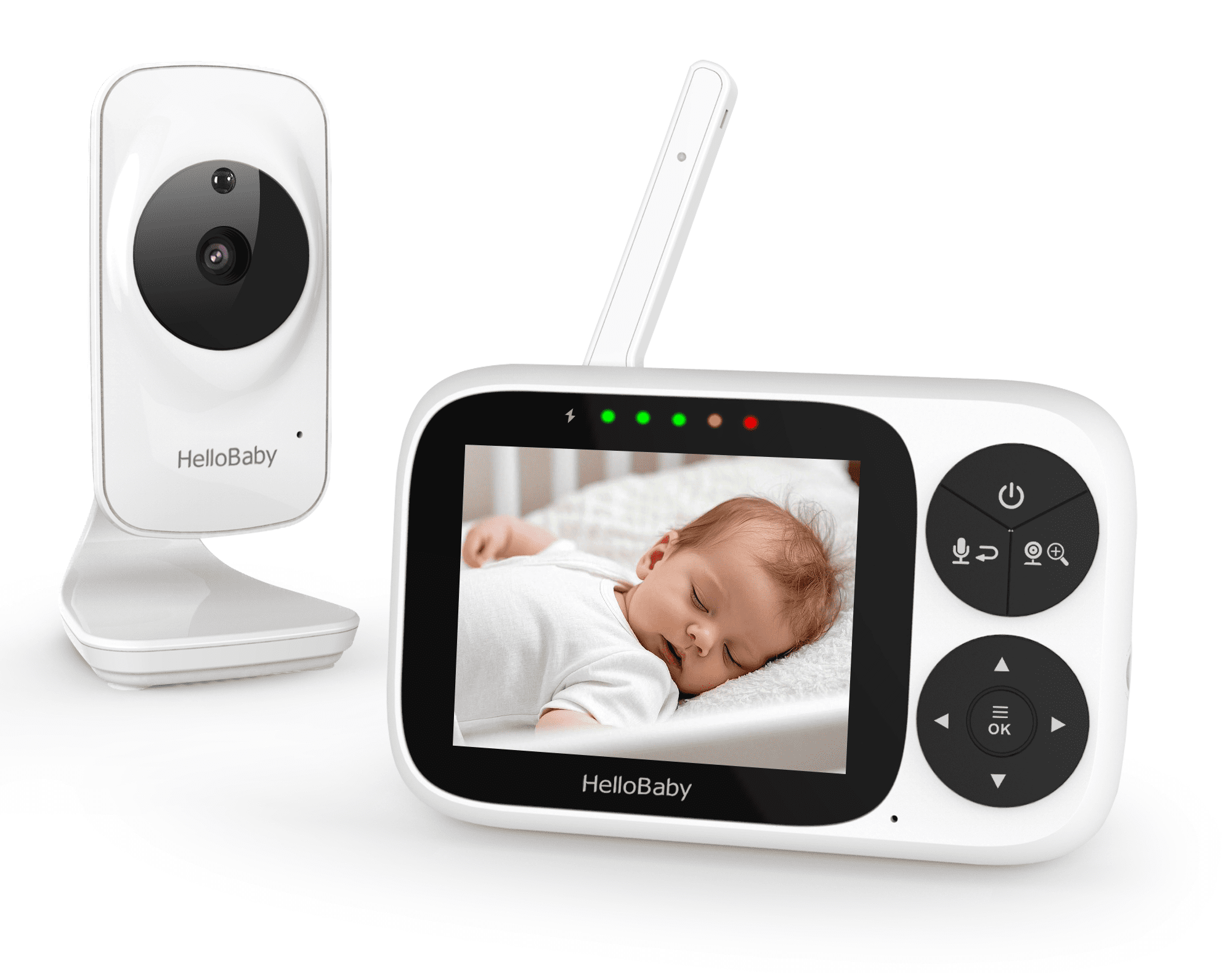 HelloBaby Baby Monitor-HB2033 with Camera and Audio, 1000ft Long Range Video Baby Monitor - No WiFi, IR Night Vision, Lullaby, VOX Mode 3.2" LCD, Security Camera
