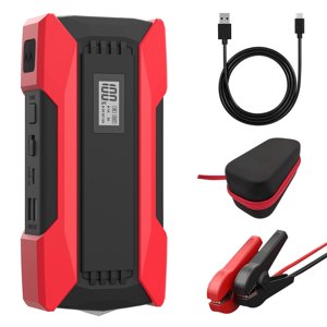 Riwcyla 1500A Peaks 10000mAh Car Jump Starter QC3.0 Fast Charging with LED Digital Display/Dual USB/Safety Hammer/LED Light/Multiple Protections 12.0V Car Battery Booster Power Pack Support Low,Te