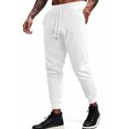 thumbnail image 1 of Men Casual Pants Elastic Waist Drawstring Solid Color Textured Trousers Lightweight Daily Long Pant with Pockets White XL, 1 of 8