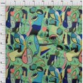 thumbnail image 4 of oneOone Polyester Spandex Sea Green Fabric Abstract Comic Face Dress Material Fabric Print Fabric By The Yard 56 Inch Wide, 4 of 5