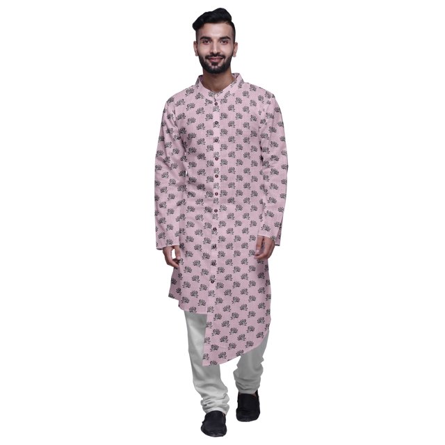 Atasi Ensemble Kurta de Fête pour Hommes Col Mandarin Kurta Pyjama Ethnique Imprimé