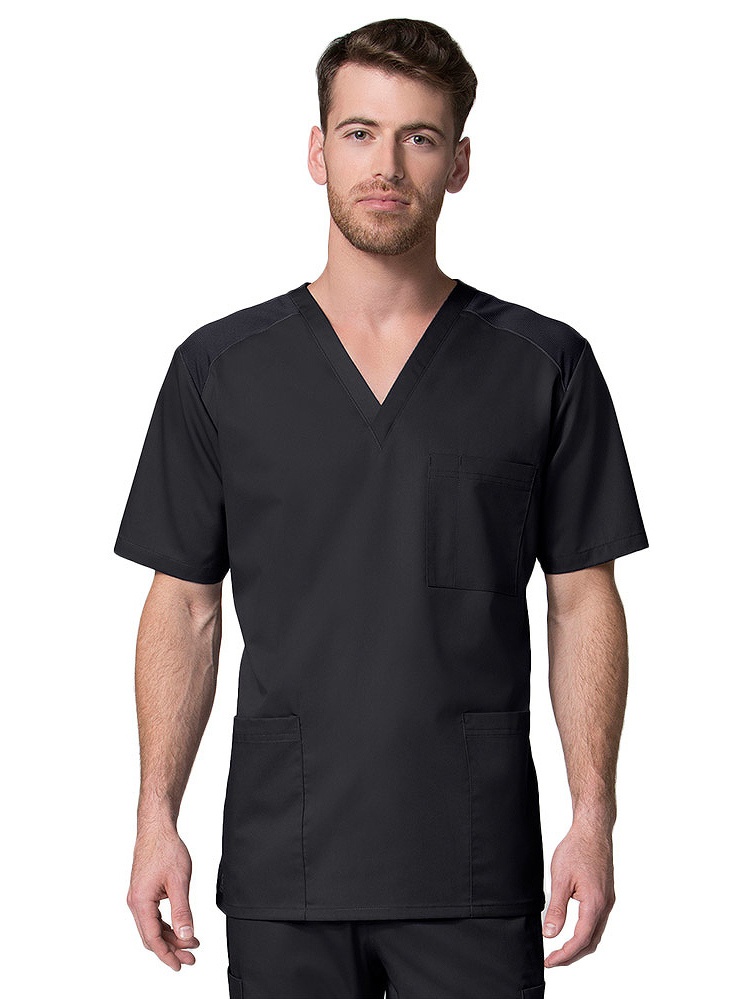 EON Men's COOLMAX® V-Neck Mesh Panel Solid Scrub Top
