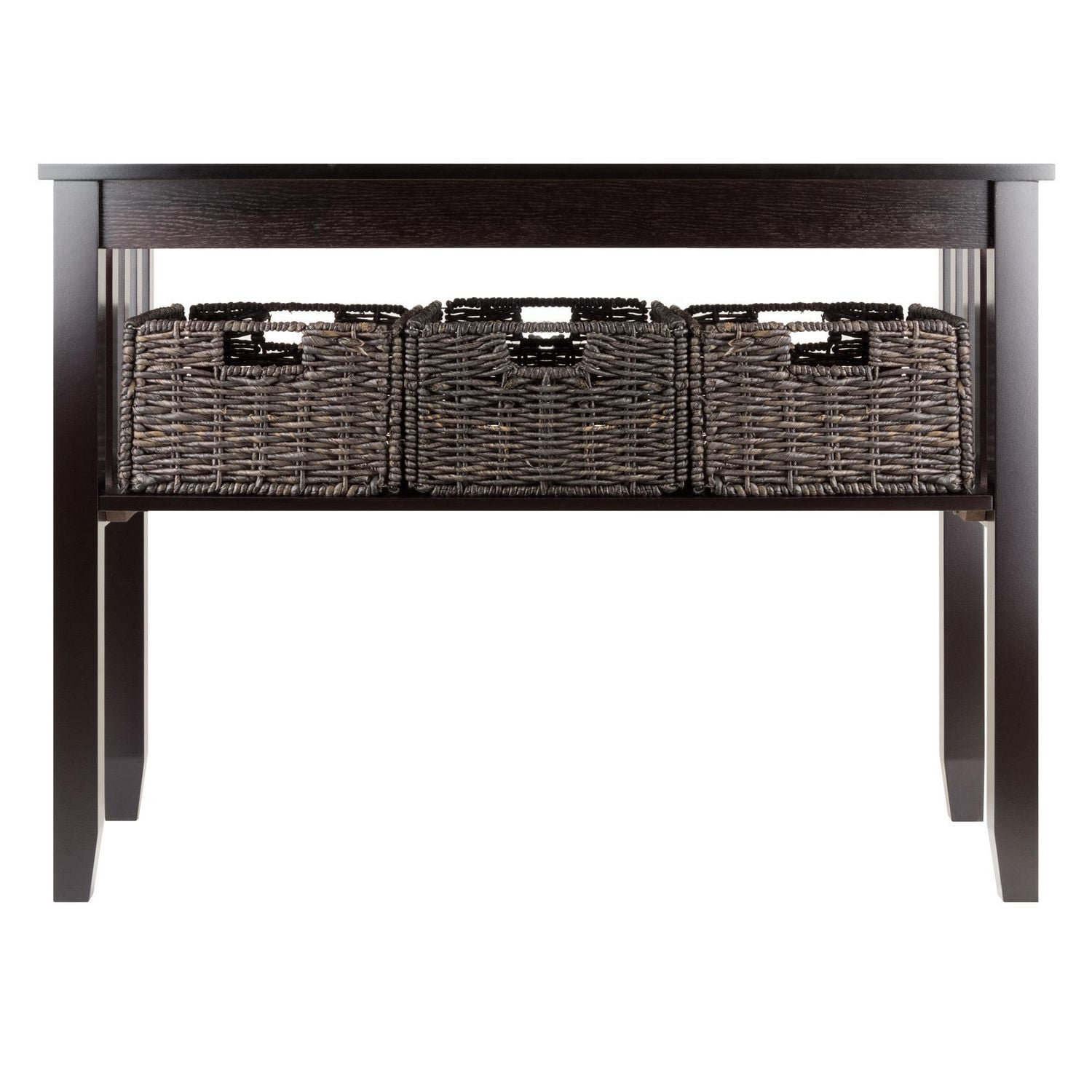 Morris Console Table Espresso & Chocolate baskets